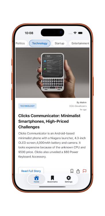 MiniKhobor App Interface - Bangla News in 1 Minute